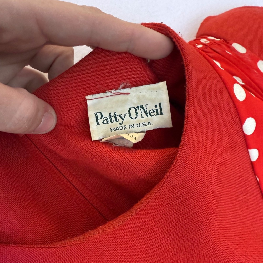Patty O'Neil Vintage 60s Red Polka Dot Button Front Shift Dress Minnie Mouse - Picture 5 of 9